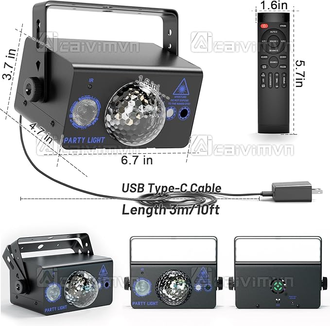 Disco Ball Light Party Lights, LED Sound Activated DJ Disco Light Stage Lights with Remote Control Strobe Lights for Parties Bar Birthday Gift Indoor Room Decorations Christmas Halloween Club Wedding