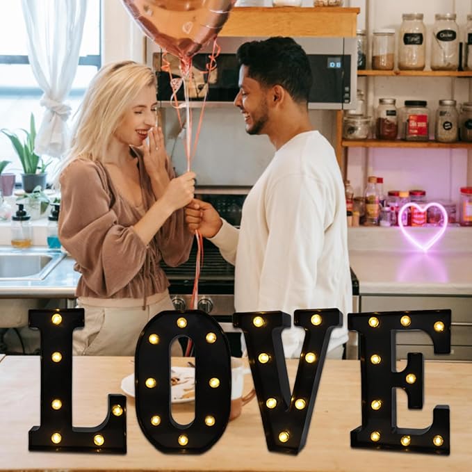 Led Marquee Letters, 8.58 Inch Black Light Up Letters, Small Led Letter Lights, Battery Powered Lighted Letterfor Table, Party, Birthday, Christmas Decor (Black, Letter V)