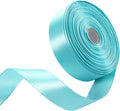 1 Inch Aqua Blue Satin Ribbon 50 Yards Solid Fabric Ribbons for Gift Wrapping, Crafts, Floral Arrangements, Wedding, Party, Holiday Decor