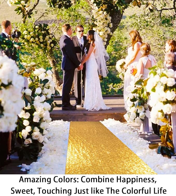 ShinyBeauty Aisle Runners for Weddings Sparkling Aisle Runner Decoration of Beach/Church Wedding (4FTx30FT,Gold)