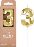 PHD CAKE 2.76 Inch Crystal Gold 3 Number Birthday Candles, Gold Number Candles, Cake Number Candles, Party Celebration