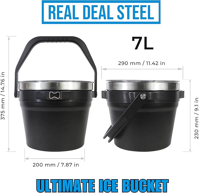 Large Insulated Ice Bucket with Lid – Stainless Steel Ice Bucket and Scoop – Ice Buckets for Parties, Bars – Ice Bucket with Lid and Scoop – Outdoor Ice Bucket, Champagne (White)