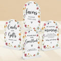 4 Pcs Acrylic Wedding Signs for Reception, Bridal Shower Decorations, Cards and Gifts Signs, Guest Book Sign, Arch Acrylic Table Top Sign with Holder for Wedding Reception (White Wildflowers)