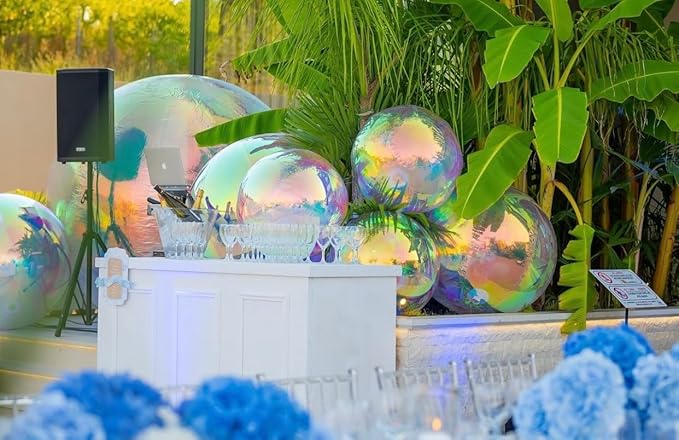 Inflatable Mirror Ball Set - Airtight PVC Spheres for Parties, Weddings, and Events. Perfect for Decoration, Hanging, and Displays. Includes Electric Pump (Multicolor, 24in-2pk_32in_39in_47in_71in)