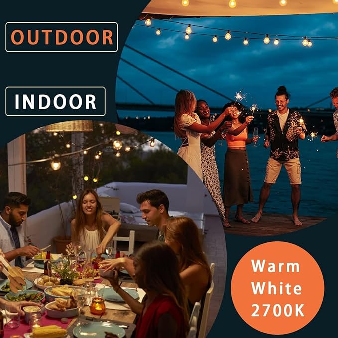 Kawaya String Lights for Outside,150FT LED Outdoor String Lights Waterproof Patio Lights with 72+3 Shatterproof Edison Globe Bulbs, Connectable Hanging Lights for Balcony Bistro Backyard Porch