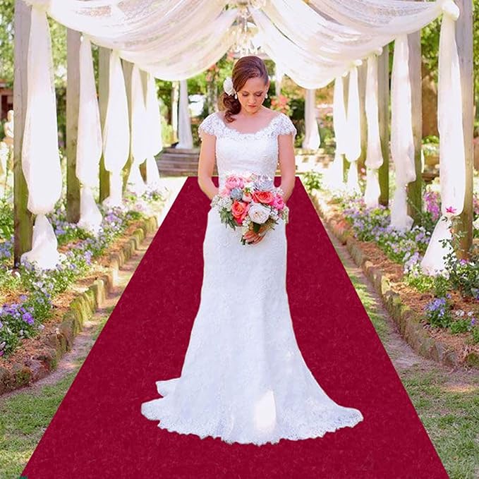 MODFUNS Aisle Runners for Weddings Burugndy Aisle Runner Rug 4FTx20FT Wedding Carpet Aisle Runner Velvet Wedding Runners Unique Carpet Runway for Party Banquet Hallway Decoration