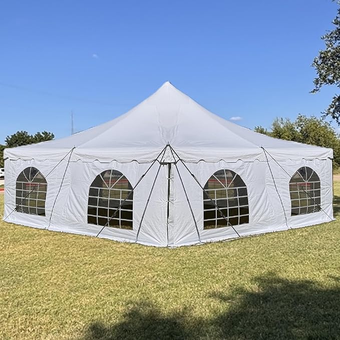 20'x20' PVC Pole Party Tent, Fire Retardant (FR)+Storage Bags, Tents for Parties,Heavy Duty Wedding Canopy, Outdoor Commercial Event Tents, Waterproof Top
