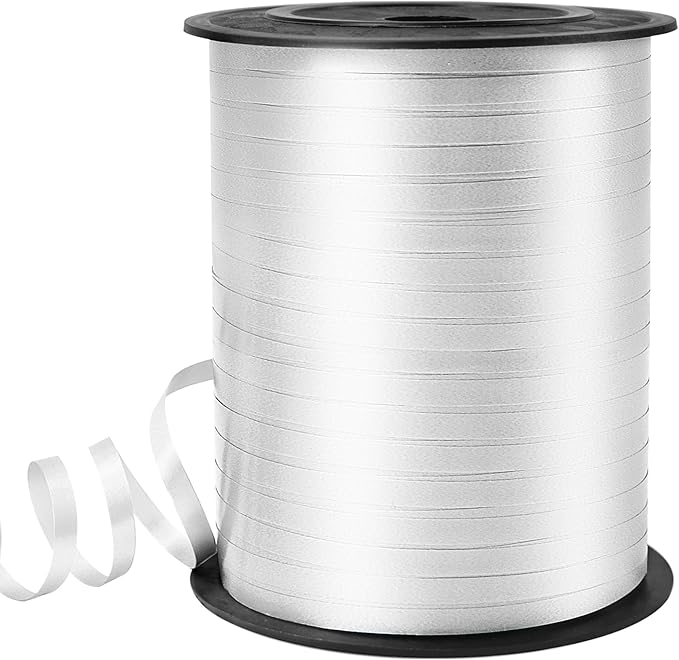 White Curling Ribbon, Balloon String 500 Yard for Gift Wrapping, Curly Ribbons, 3/16" for Florist Flower, Baby Shower, Valentines Day,Birthday