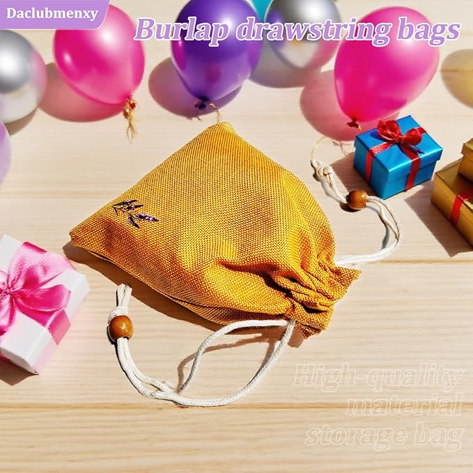 Daclubmenxy D&C 20PCS Sachet Bags Empty for Lavender, Burlap drawstring bags, Jewelry Pouches 4.5'' x 6.0'' Drawstring Gift Bags for Wedding, Christmas, Party Favor Bags (Orange, 4×6in)