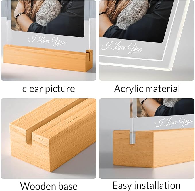 Custom Picture Frames with Photo, Personalized Photo Frame with Night Light, Customized Picture Frame, Personalized Anniversary Birthday Gifts for Women, Men, Her, Him, Mom, Dad, Family, Friend