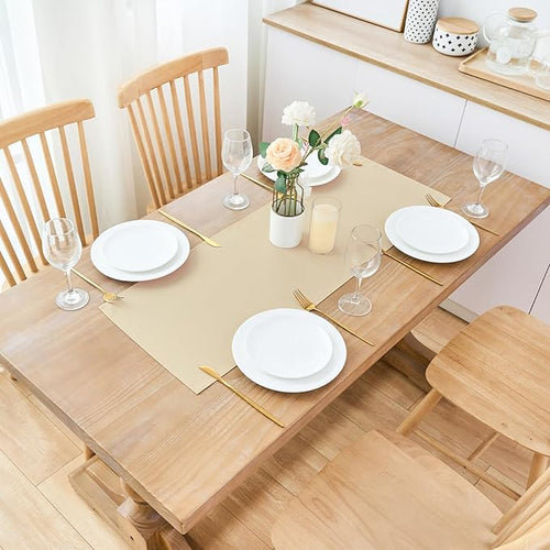 2 Pack Beige Small Short Table Runner 12 x 36 Inch Solid Color Runners Coffee Table Dresser for Daily Party Home Decoration