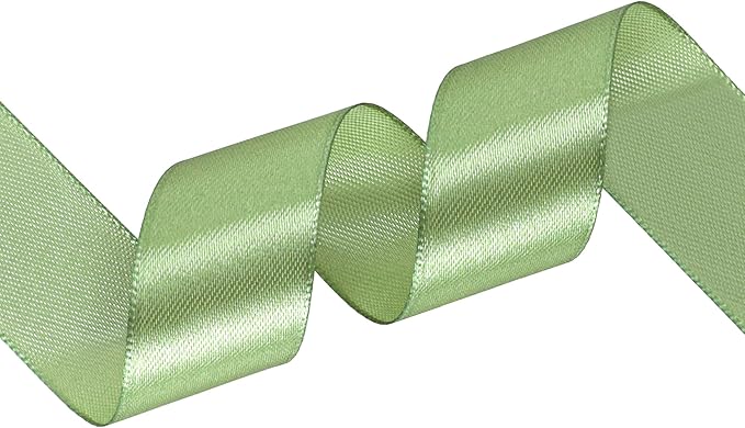 Sage Green Satin Ribbon 1 inch X Continuous 25 Yards, Single Face Polyester Ribbon Perfect for Gift Wrapping, Flower Bouquet, Wedding Decor, Crafts, Bow Making, Sewing and More