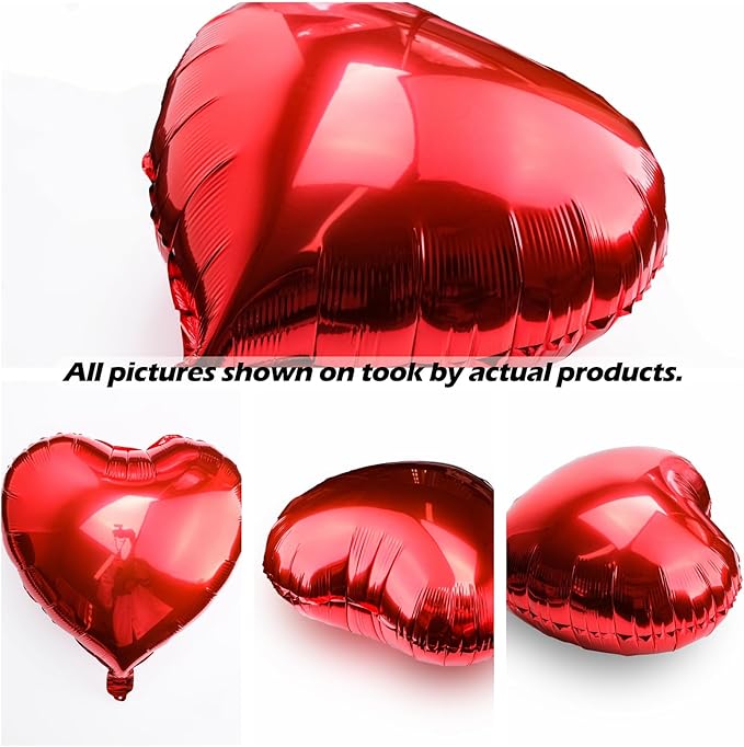 [4 Pcs] 32" Big Red Heart Foil Balloons, Big Giant Jumbo Heart Shaped Mylar Aluminium Decoration for Girl Valentine's Day Surprise Birthday Wedding