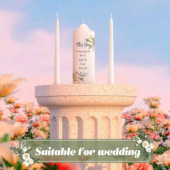 Frienda Unity Candles for Wedding Ceremony Set Wedding Unity Taper Candles Catholic Religious Ceremony Accessories(Eucalyptus Leaf)