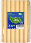 Brown Kraft Paper Straws for Drinking 7.75" x 0.24" - 100 Counts, for Bar, Restaurant, Food Supply, Catering