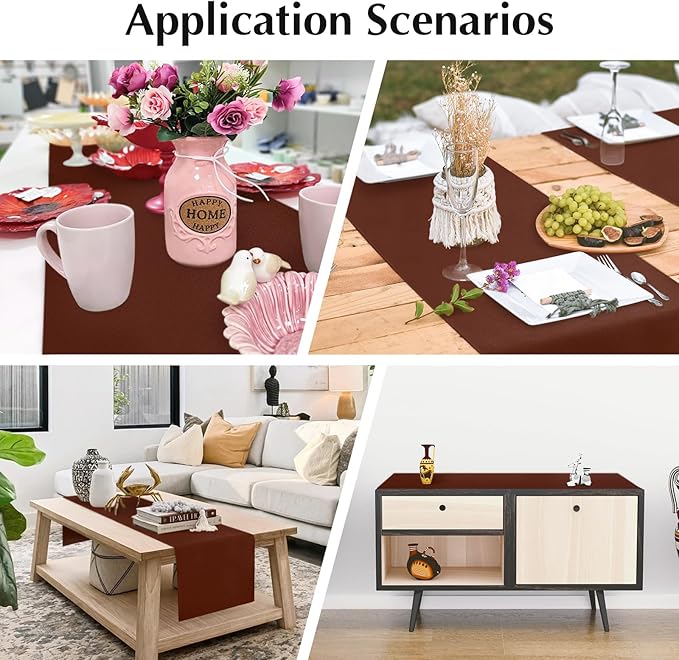 2 Pack Chocolate Small Short Table Runner 12 x 48 Inch Solid Color Runners Coffee Table Dresser for Daily Party Home Decoration
