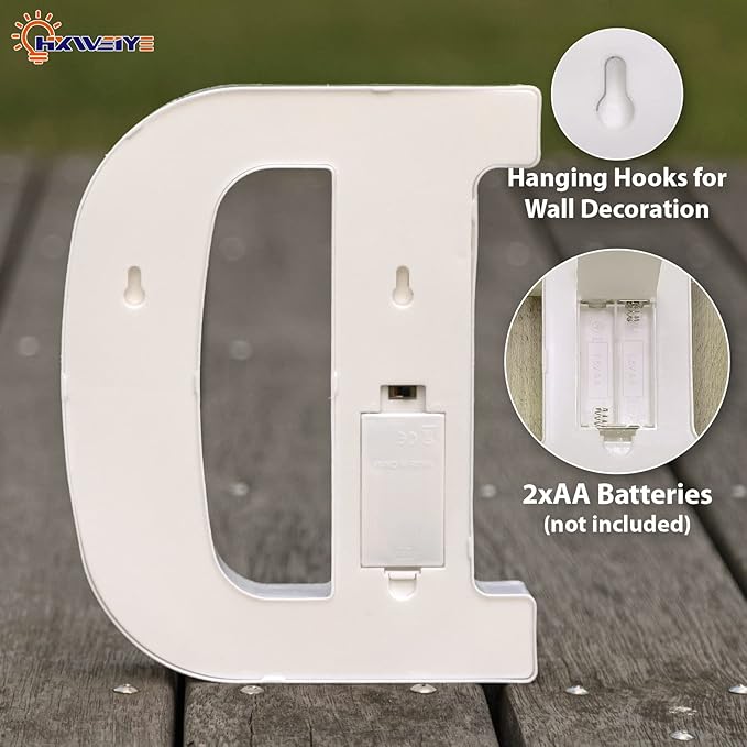 HXWEIYE LED Marquee Letters - 26 Alphabet & 10 Number Big Lights for Party, Birthday, Bar, Christmas Decor (Warm White, Battery Powered)
