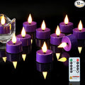 Amagic Flameless Purple Timer Remote Tealights Candles, 3D Black Wick Flickering Tea Light, 400+Hour Colored Votive Candles Battery Operated, Set of 12 for Party, Wedding Table, Halloween, Mardi Gras