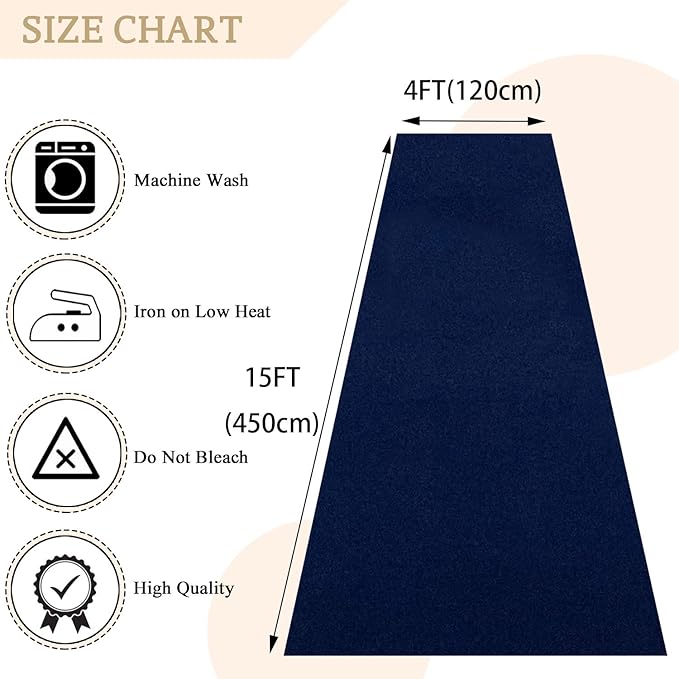 MODFUNS Aisle Runner for Wedding Navy Blue 4x15FT Aisle Runner Wedding Vintage Carpet Runner for Party Navy Carpet Rug for Hallway Celebration Carpet Rug Velvet Wedding Party Aisle Runway