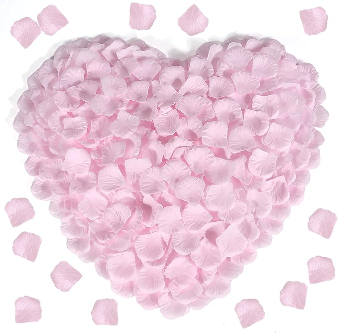 1000 Pcs Pink Rose Petals Artificial Silk Flower Petals Romantic Decorations for Wedding Engagement Birthday Event Anniversary Party Backdrop Supplies