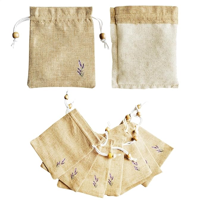 Daclubmenxy D&C 20PCS Sachet Bags Empty for Lavender, Burlap drawstring bags, Jewelry Pouches 4.5'' x 6.0'' Drawstring Gift Bags for Wedding, Christmas, Party Favor Bags (Brown, 4×6in)