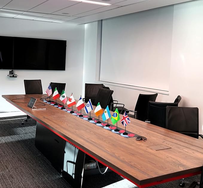 12 Pack Mexico Desk Flags Set, Mexican Small Mini Table Office Flags with 12" Solid Black Pole, 8.2 x 5.5 Inches, Home and Office Decoration, Festival Celebrations