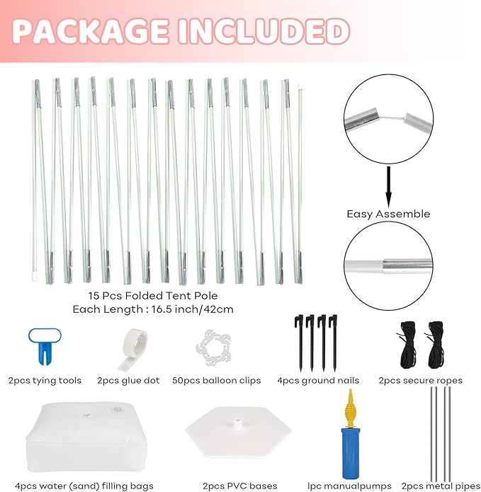 Paready White Balloon Arch Stand Kit, Adjustable Balloon Stand Arch for Floor Garden Arbors, Balloons Arch Kit with Base Support Stands for Birthday Wedding Graduation Baby Shower Photo Backdrop
