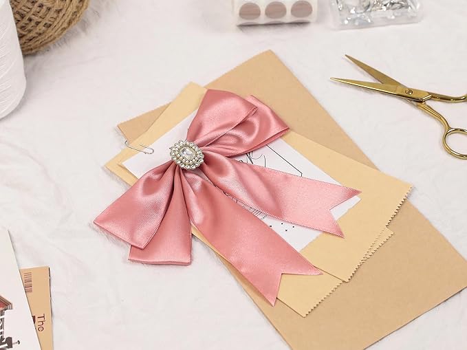Rose Gold Satin Ribbon 1-1/2 inch X Continuous 25 Yards, Single Face Polyester Ribbon Perfect for Gift Wrapping, Flower Bouquet, Wedding Decor, Crafts, Bow Making, Sewing and More