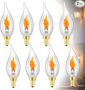 Stereover E12 LED Flickering Flame Decoration Light Bulbs, Stereover Flicker Bulb, E12 Flickering Flame Light Bulbs - Realistic Blaze Effect, Perfect Ambiance for Halloween, Christmas (8 Pack)