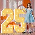 4FT Marquee Numbers 25, Large Light Up Numbers 25th Birthday Decorations for Girls Boys, Cardboard Number for Women Men Anniversary Party Decor Backdrop, DIY Foam Board Mosaic Number Sign