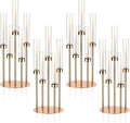 5 Arm Gold Candelabra Centerpieces for Table 4 Set Floor Candelabras Metal Candlestick for LED Candle 26'' Tall Candle Holders with Acrylic Lampshade for Wedding Party Fireplace