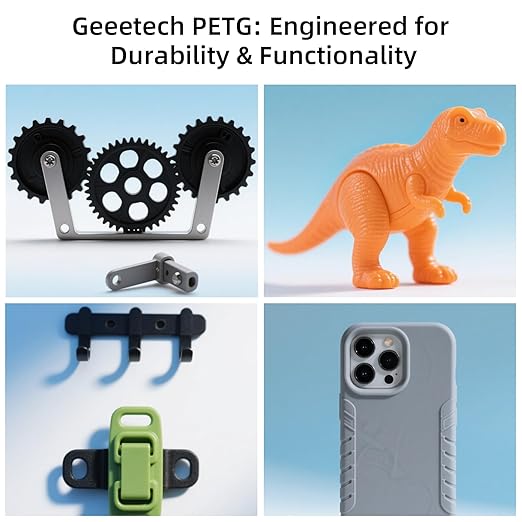Geeetech PETG Filament 1.75mm, 1 KG (2.2lbs) Spool 3D Printer Filament, High-Toughness, ±0.02mm Accuracy, Neatly Wound & Moistureproof, Non-Clogging Non-Stringing, Fits Most FDM Printers, Silver