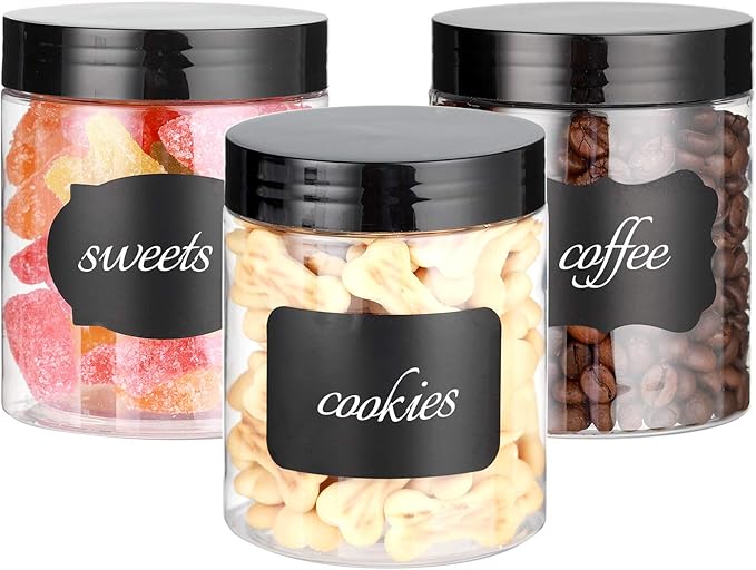 8 OZ Plastic Jars with Lids, 24 Pack Clear Plastic Slime Containers for Kitchen and Household Food Storage of Dry Goods, Creams and More, BPA Free