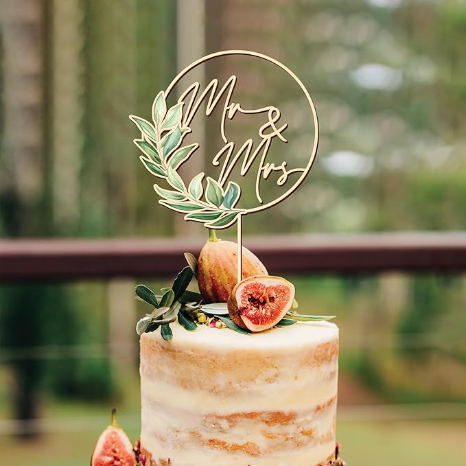 Wooden Mr and Mrs Wedding Cake Toppers, Rustic Wedding Cake Toppers Bride and Groom, Anniversary Cake Topper, Simple Cake Decoration