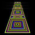 Haull 118 x 39 Inch Neon Light up Dance Floor Glow in The Dark Runner UV Reactive Blacklight Floor Aisle Runner Decor Wall Props for 80s 90s Neon Birthday Party Decorations(Square)