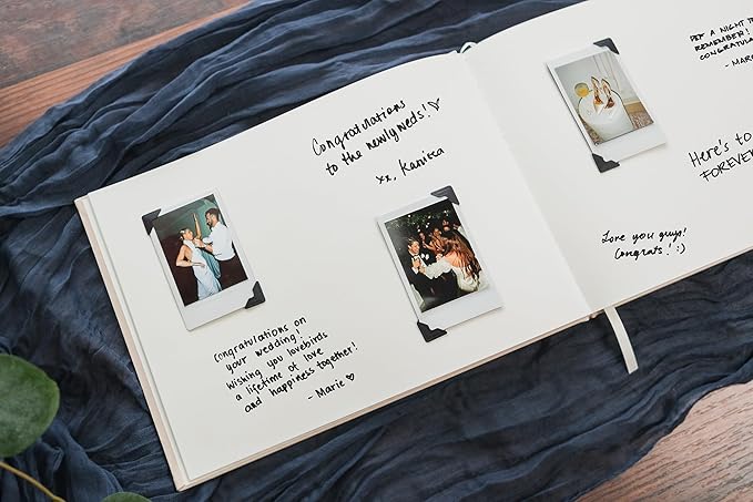 Personalized Guest Book - 11.5" x 8.5" Custom Bride & Groom Names with Bookmark and Hard Cover 140 GSM Blank Pages, for Weddings Guest Book, Engagements, Birthdays, Special Events, Oats