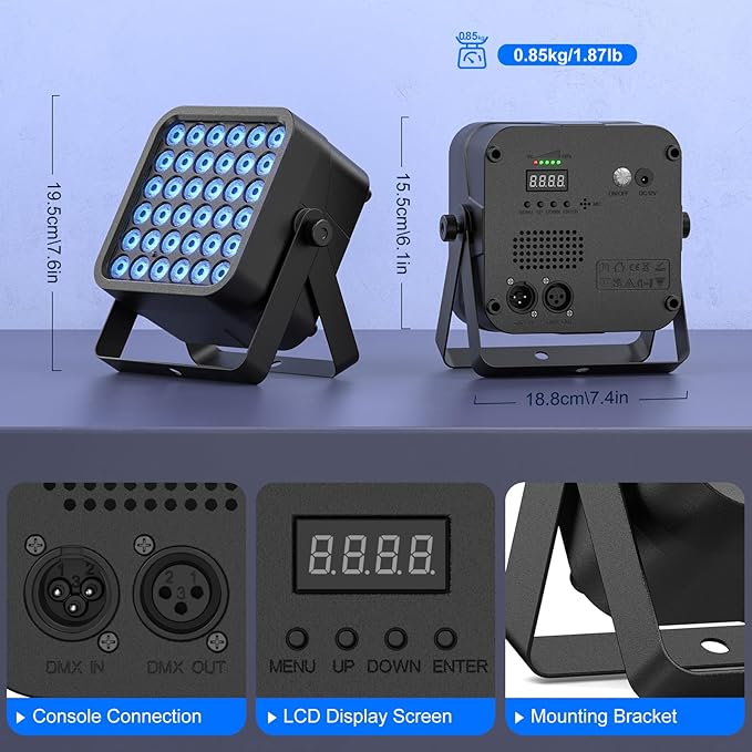 Rechargeable Par Can Lights, 72W RGB 5200mAh Uplights Battery Powered Stage Light, Wireless DJ Lights Sound Activated with Remote & DMX Control for Festivals, Weddings, Bars, Churches, DJ (16 Packs)