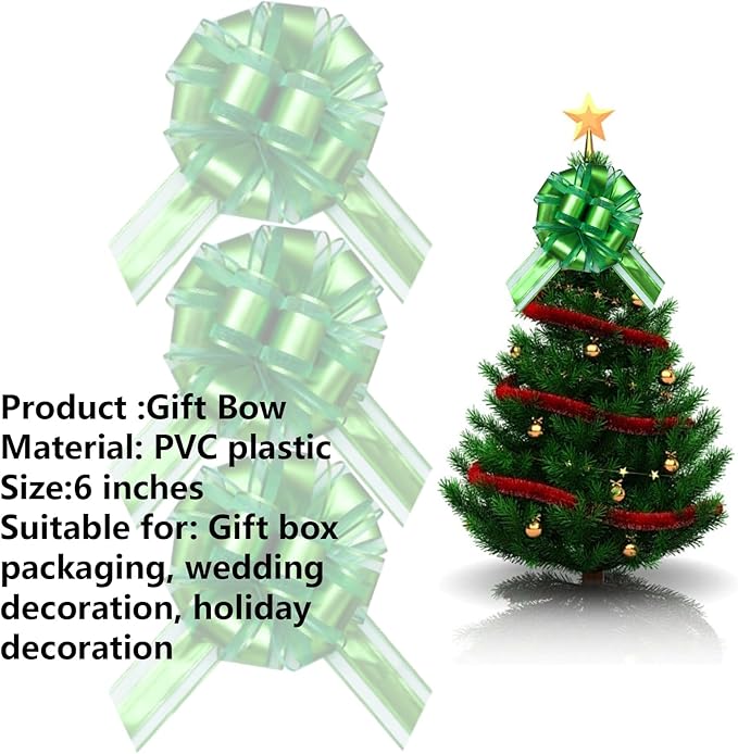 7 Pieces Large Pull Bows, 6 inche, Big Bow for Gift Wrapping, Christmas Party Birthday Gift, Wedding Baskets,Valentine's Day Gift Decorations, Flower Decoration (Green)