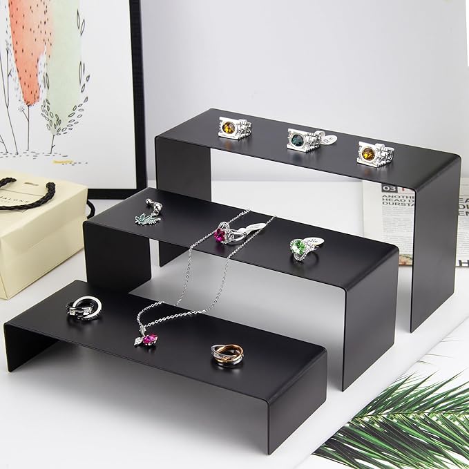 ihomecooker 6 Pc Metal Display Risers Showcase for Shoe Risers Retail Stand Cupcake Stand Dessert Stand (Black)