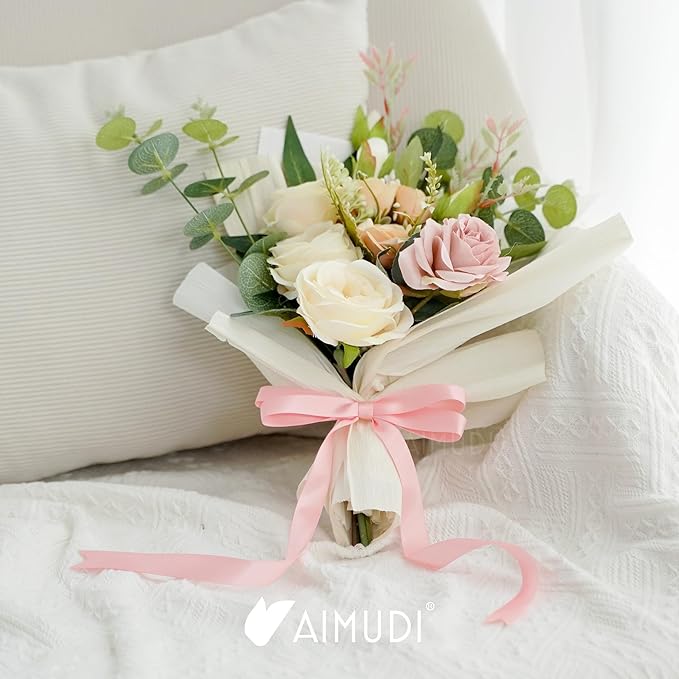 AIMUDI Baby Pink Bows 5 × 10" Satin Bows for Gift Wrapping Twist Tie Bows Premade Ribbon Bows for Bouquets Invitations Baskets Crafts Wreaths Wedding Birthday Baby Shower Party Decorations, 36 PCs
