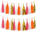 Shiny Tassel Garland Tissue Paper Tassel Banner,Tassels Decorations for Summer Luau Flamingo Girl,Wedding,Pumpkin Birthday Party,Bridal/Baby Shower,Pack of 20 (Hot Pink/Orange/Gold/White)