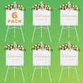 6 Pack White Easel Stand for Sign - 63" Adjustable Folding Floor Easels for Wedding Sign, Welcome Sign, Poster, Picture, Painting - Lightweight Portable Display Easels with Bags, Holds 5 lbs