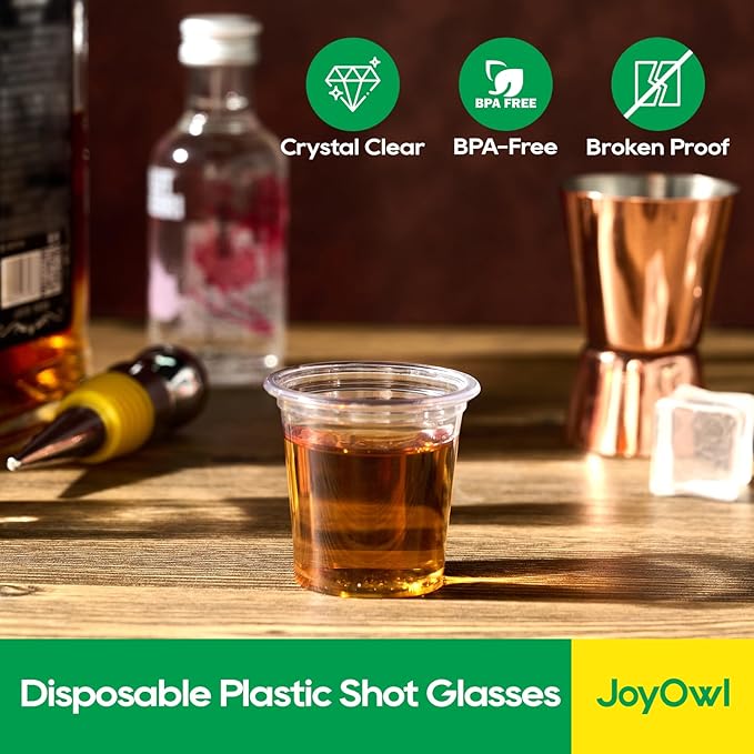 600 pack 1 OZ Plastic Shot Glasses, Mini Disposable Shot Cups for Party, Events, Whiskey and Wine Tasting