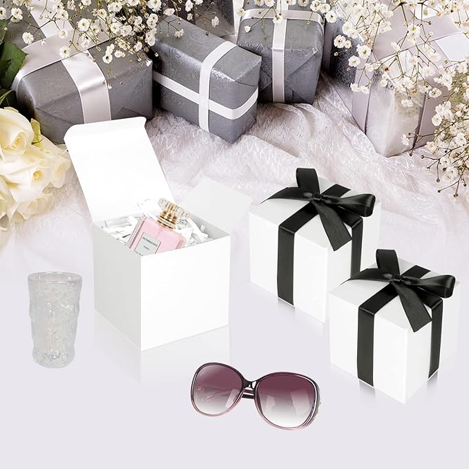 White Gift Boxes 5x5x5, 30 Pack Paper Gift Boxes with Lids for Gift, Bridesmaid Proposal Box, Cupcake Boxes, Gift Box for Wedding, Birthday, Groomsmen Proposal, Gifts, Packaging, Present