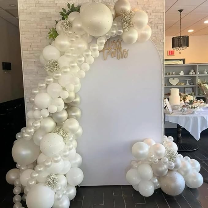 Pearl Balloons,51Pcs 12 Inch Pearl White Double-Stuffed Balloons, Sand White Clear Helium Balloon Set for Birthday Engagement Anniversary Baby Shower Bridal Party Decoration