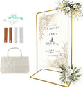 Wedding Sign Holder, Adjustable Welcome Sign Stand w/ Leather Hanging Strap, Satin Ribbon & Carry-on Bag, Heavy Duty Easel Stand for Wedding Seating Chart, Display & Poster (Gold)