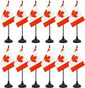 12 Pack Canada Desk Flag Set, Canadian Table Office Flag, Small Miniature Desktop Flag With Black Pole and Black Base, Classroom, Offices Meeting Desk Decoration (Canada)