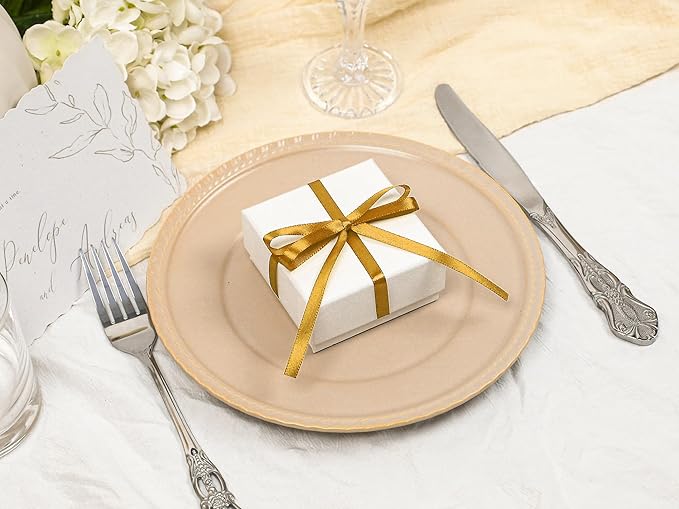 Gold Satin Ribbon 1/4 inch X Continuous 100 Yards, Single Face Polyester Ribbon Perfect for Gift Wrapping, Flower Bouquet, Wedding Decor, Crafts, Bow Making, Sewing and More