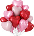 Pastel Pink Red Heart Balloons,12Pcs 18 Inch Baby Pink Foil Love Heart Shaped Balloons for Women Girl Valentines Day Birthday Wedding Engagement Anniversary Party Graduation Baby Shower Decorations