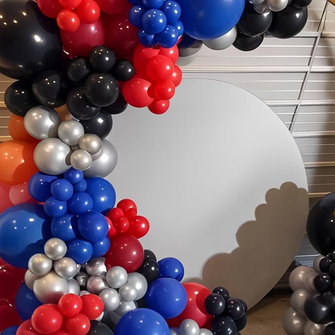 Red Blue Black Balloons, 12 Inch Black Red Royal Blue Metallic Silver Confetti Balloons with Star Foil Balloon for Man Boys Birthday Party Baby Shower Graduation Party Decoration
